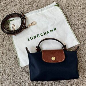 NWOT Longchamp Le Pliage Original Pouch - Navy (w/ Crossbody Strap)